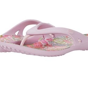 Crocs Women's Kadee Ii Graphic Flip Flops - Pink Floral - Size 8